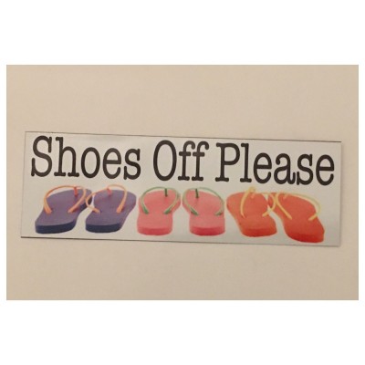Shoes Off Please Sign Front Door Thongs Welcome Wall Plaque or Hanging Beach     292045926535
